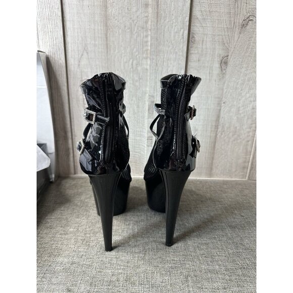Womens Ellie 7" Heel Fishnet Bootie Stiletto Size 11 Rhinestone Straps 709 Swank - Picture 3 of 13